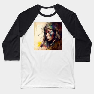 Powerful American Native Warrior Woman #4 Baseball T-Shirt